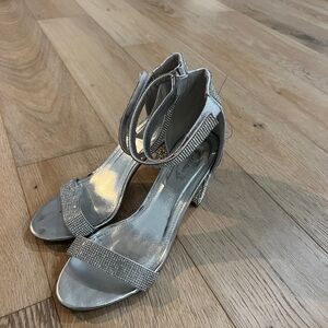 Elegant Silver Women's Heels rhinestone 9